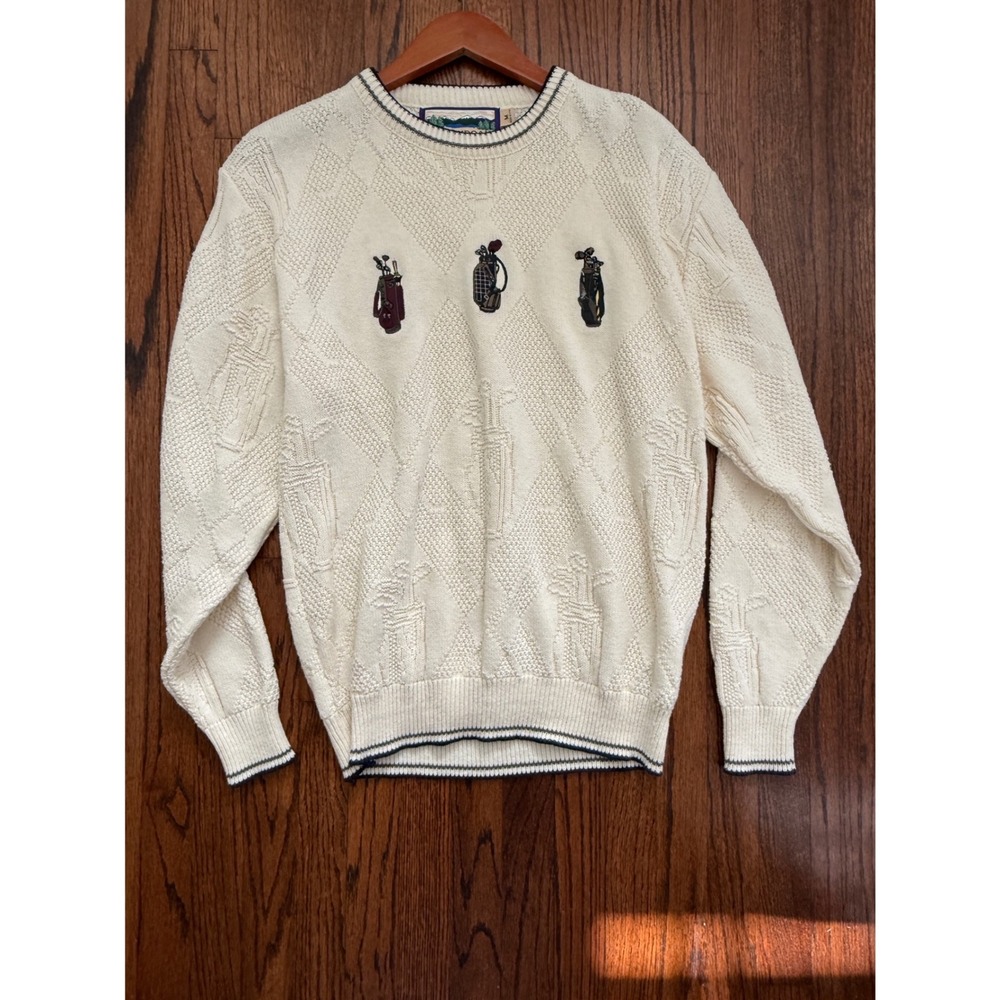 Vintage Shenandoah Mens 90s Embroidered Chunky Knit Sweater M Preppy Oldmoney‎ - Picture 2 of 13